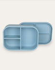 Blue divided lunch box upright