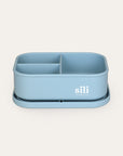 Blue silicone container with compartments