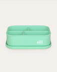 Green silicone lunchbox with 4 compartments