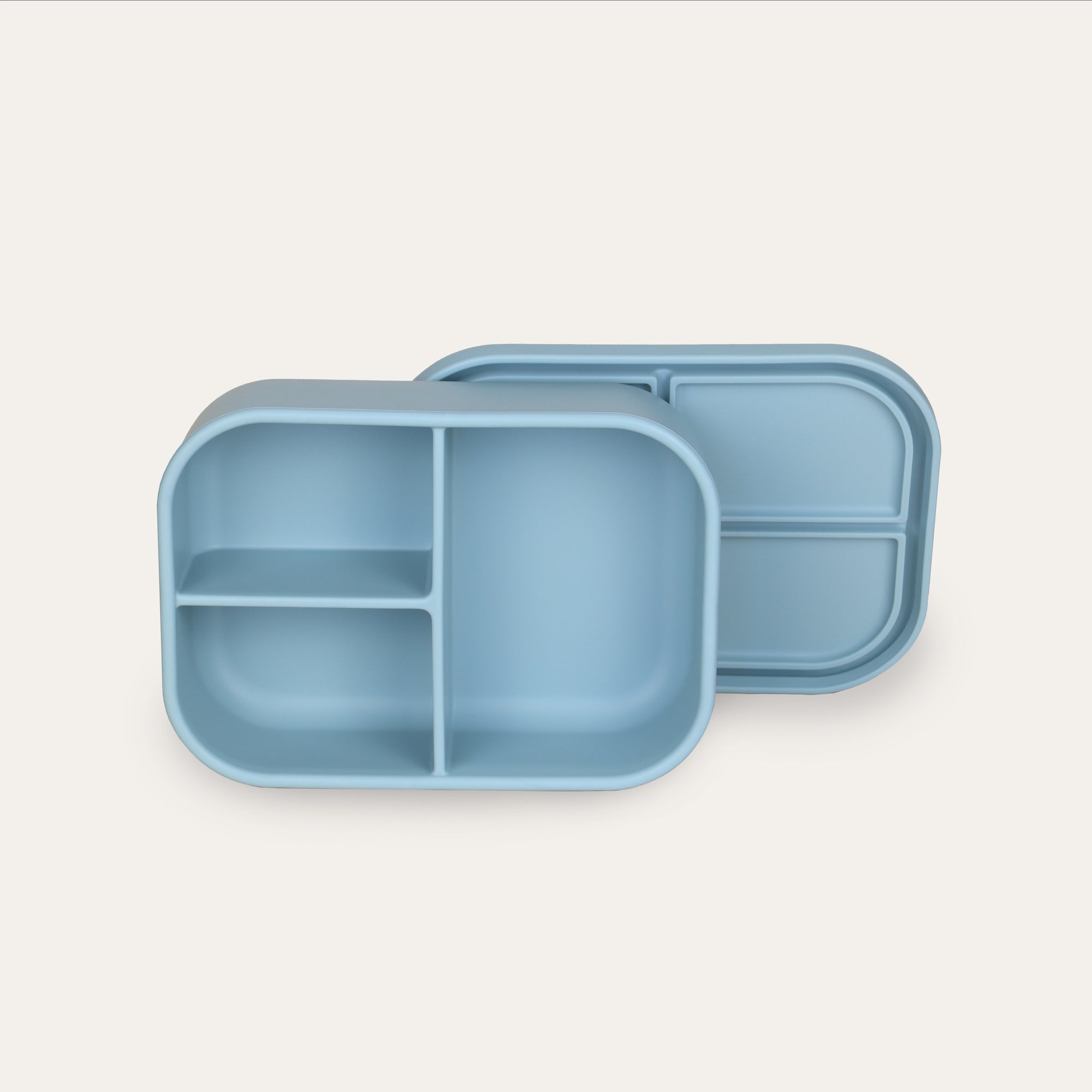 Blue divided lunch box upright