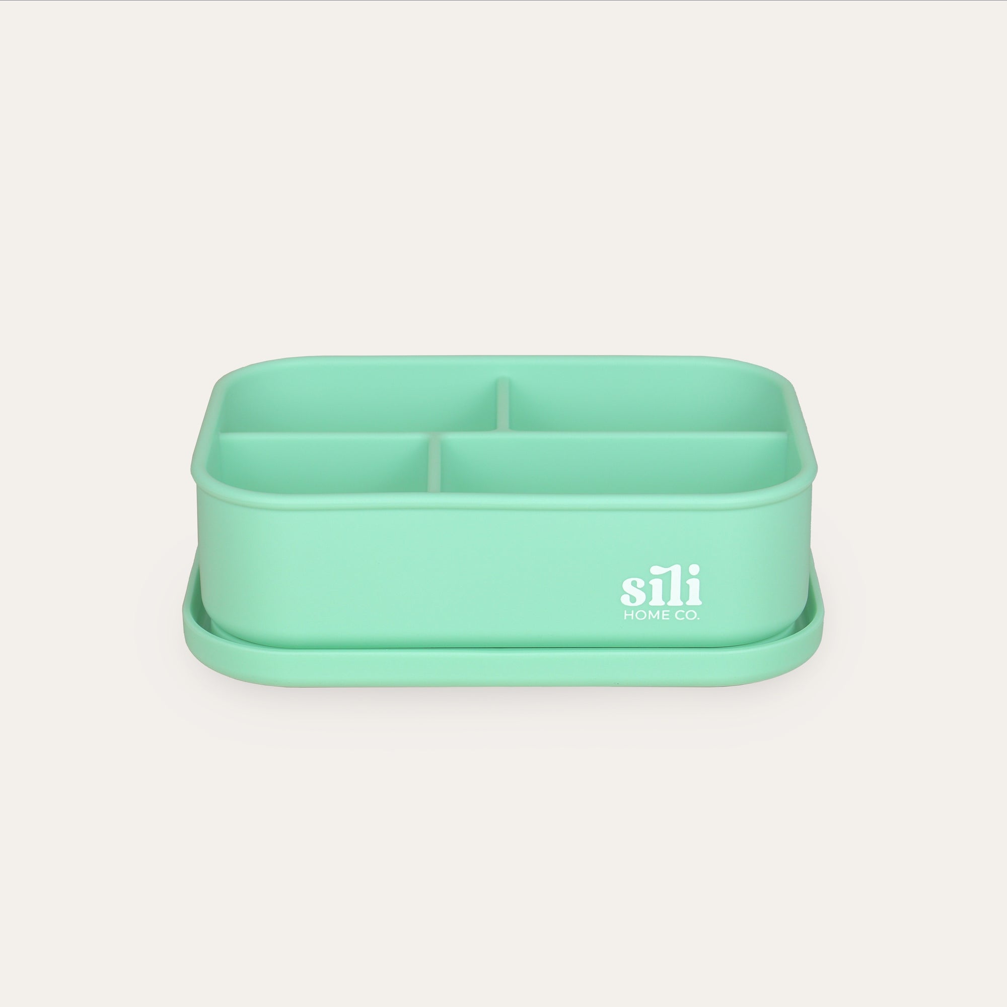 Green silicone lunchbox with 4 compartments